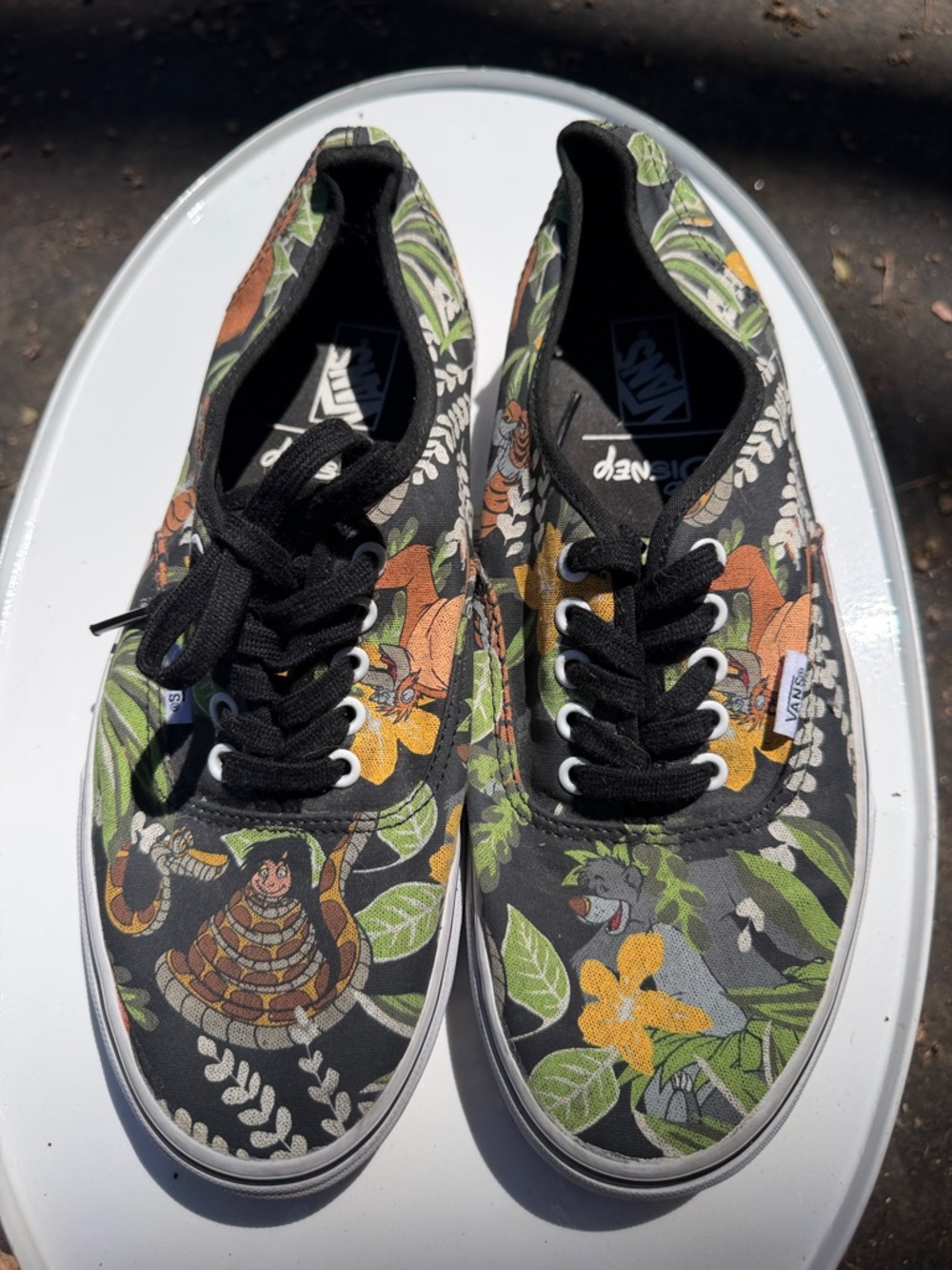 Vans Black Canvas Jungle Floral Low-Top Sneakers with Green & Orange Accents